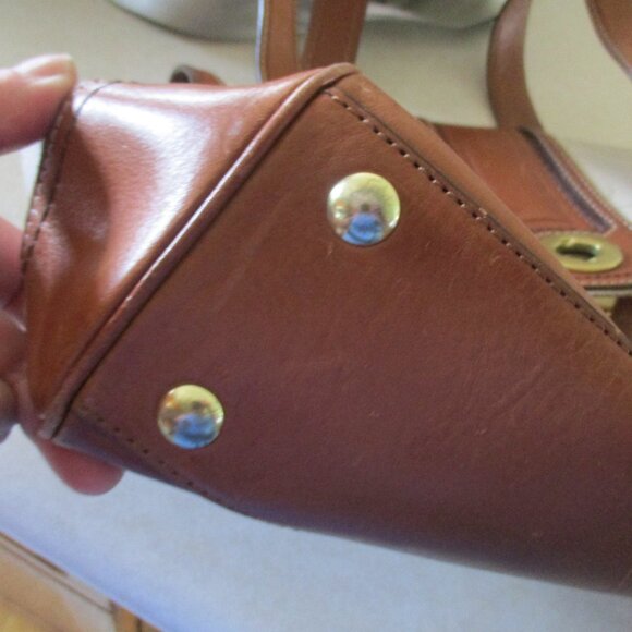 Coach Brown cream classic Leather Satchel purse - Picture 10 of 14